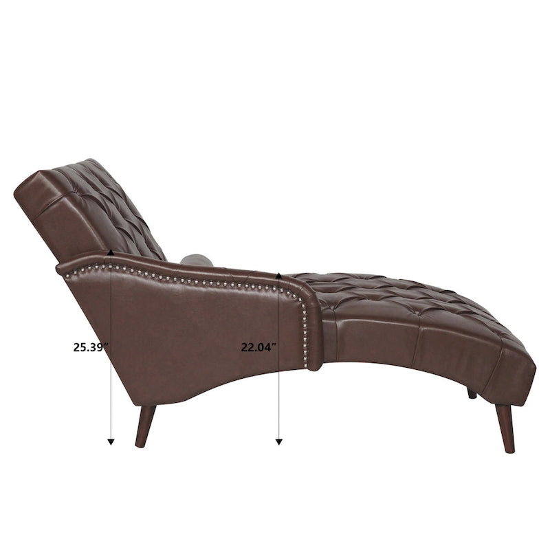 - Isabella Indoor Chaise Lounge Armchair with Pillow and Solid Wood Legs