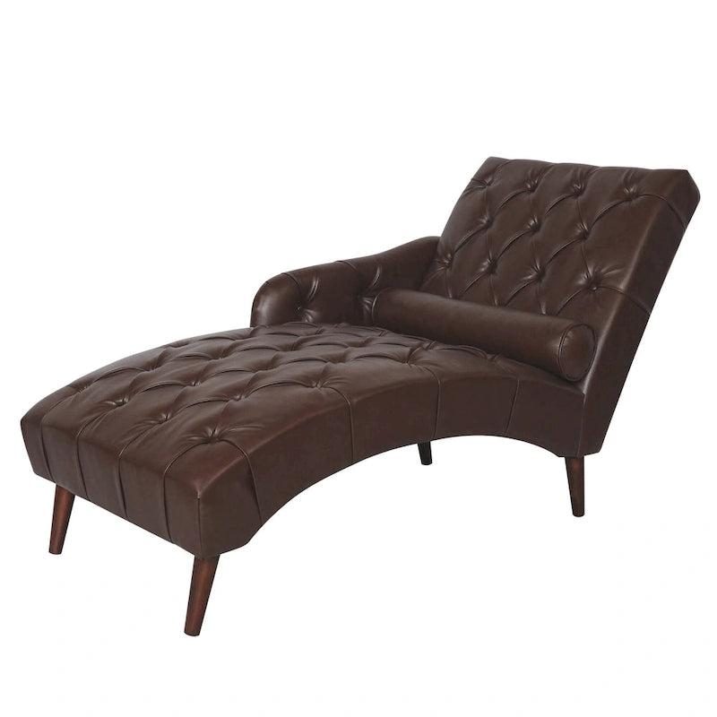 - Isabella Indoor Chaise Lounge Armchair with Pillow and Solid Wood Legs