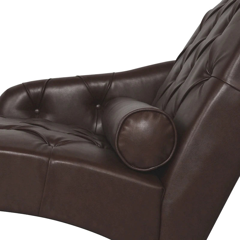 - Isabella Indoor Chaise Lounge Armchair with Pillow and Solid Wood Legs