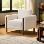 Maloa Upholstered Oversized Teddy Accent Chair with Walnut Legs by 