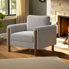 Maloa Upholstered Oversized Teddy Accent Chair with Walnut Legs by