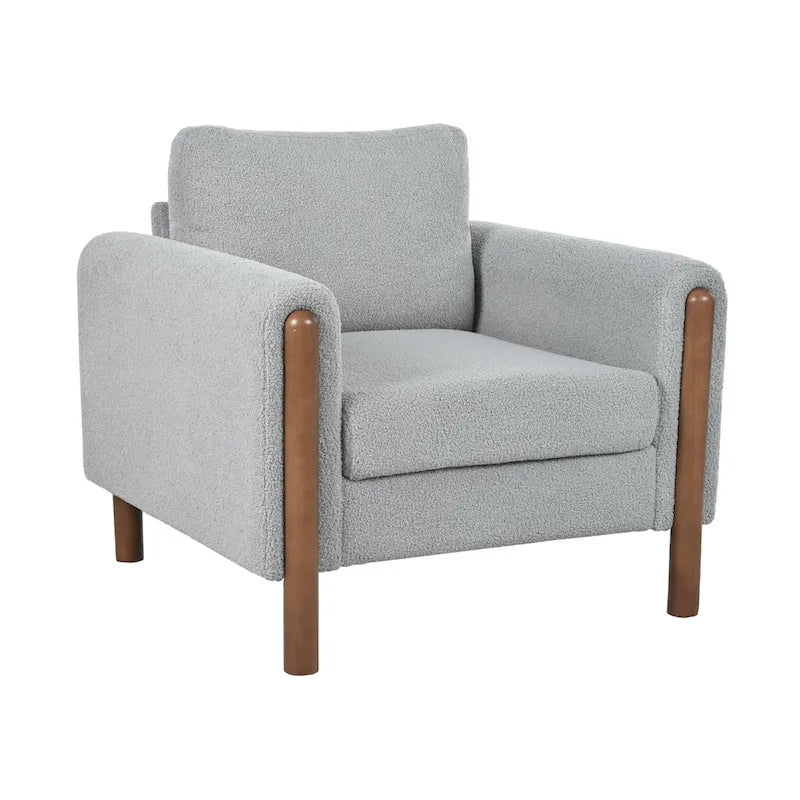 Maloa Upholstered Oversized Teddy Accent Chair with Walnut Legs by