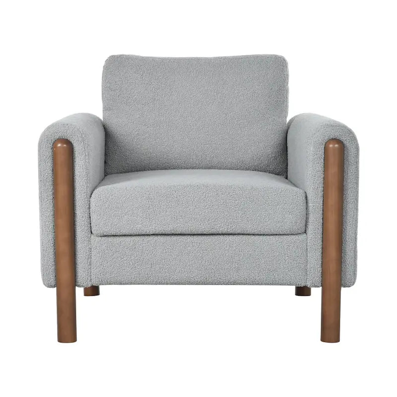 Maloa Upholstered Oversized Teddy Accent Chair with Walnut Legs by