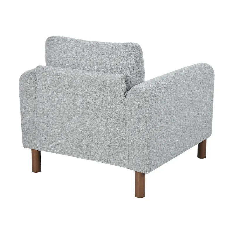 Maloa Upholstered Oversized Teddy Accent Chair with Walnut Legs by
