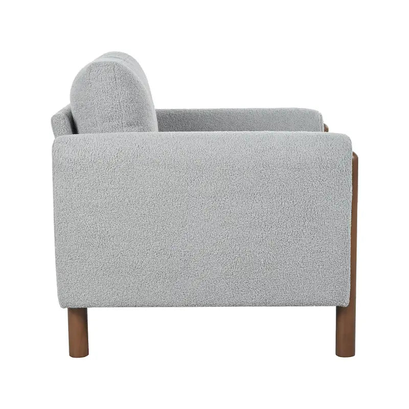 Maloa Upholstered Oversized Teddy Accent Chair with Walnut Legs by