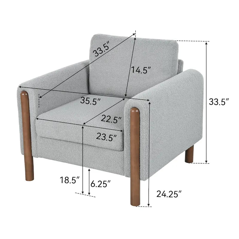 Maloa Upholstered Oversized Teddy Accent Chair with Walnut Legs by