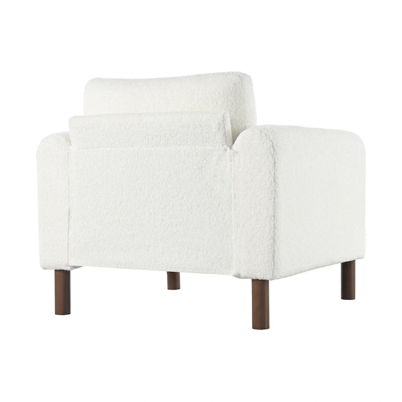 Maloa Upholstered Oversized Teddy Accent Chair with Walnut Legs by