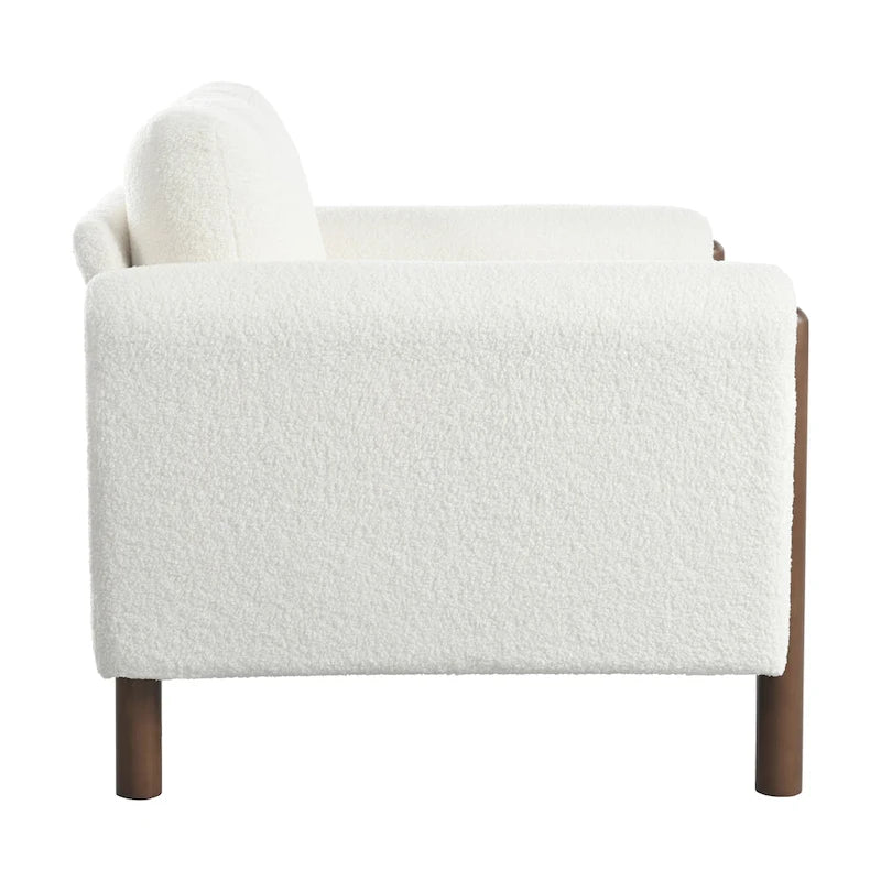 Maloa Upholstered Oversized Teddy Accent Chair with Walnut Legs by