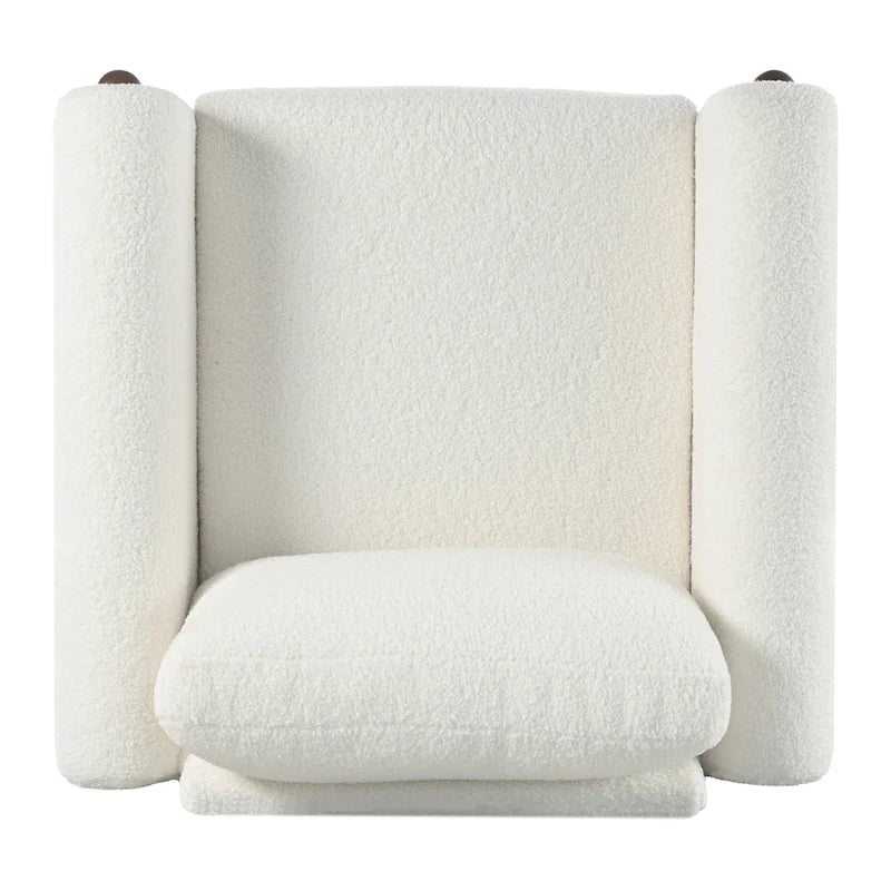 Maloa Upholstered Oversized Teddy Accent Chair with Walnut Legs by