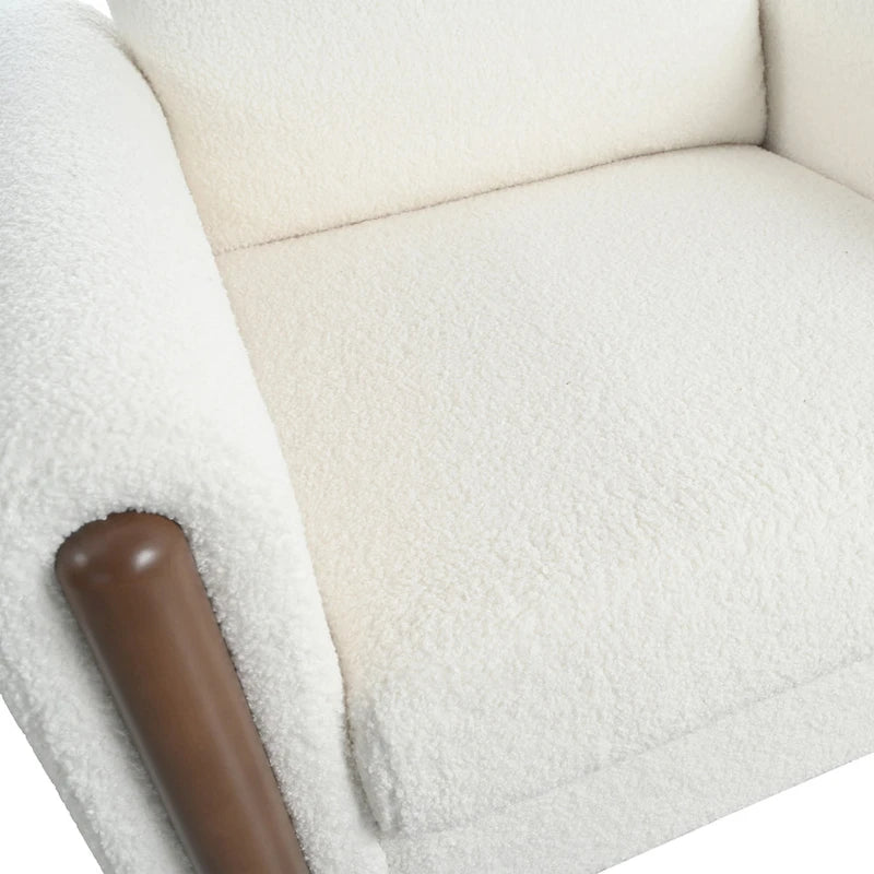 Maloa Upholstered Oversized Teddy Accent Chair with Walnut Legs by