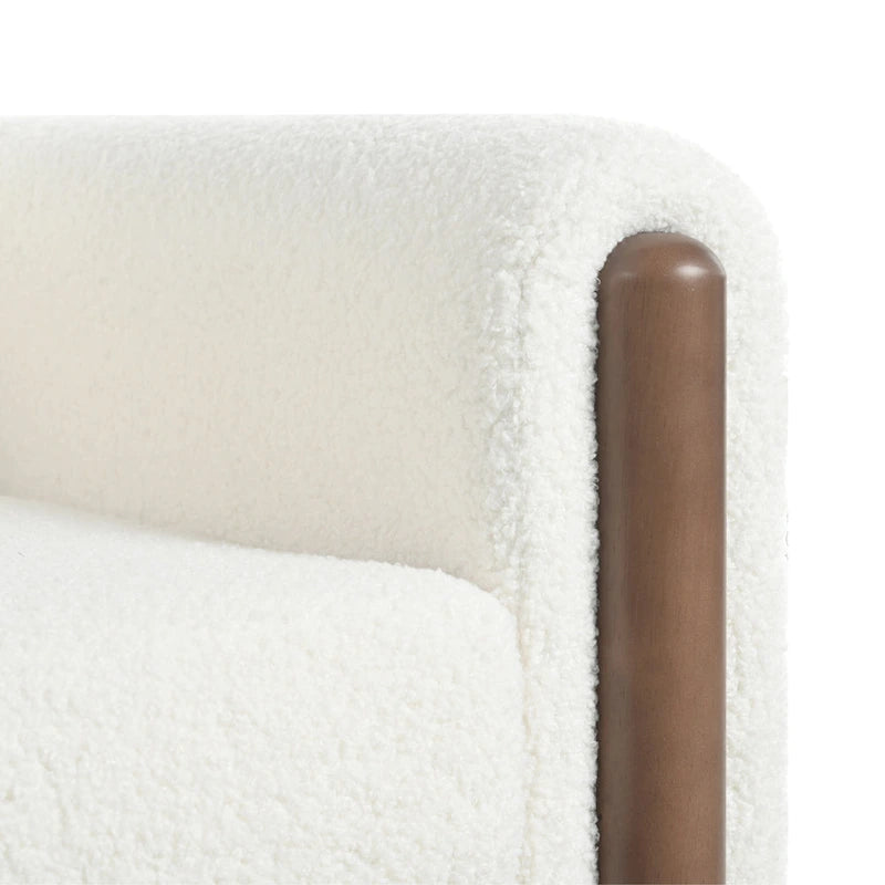 Maloa Upholstered Oversized Teddy Accent Chair with Walnut Legs by