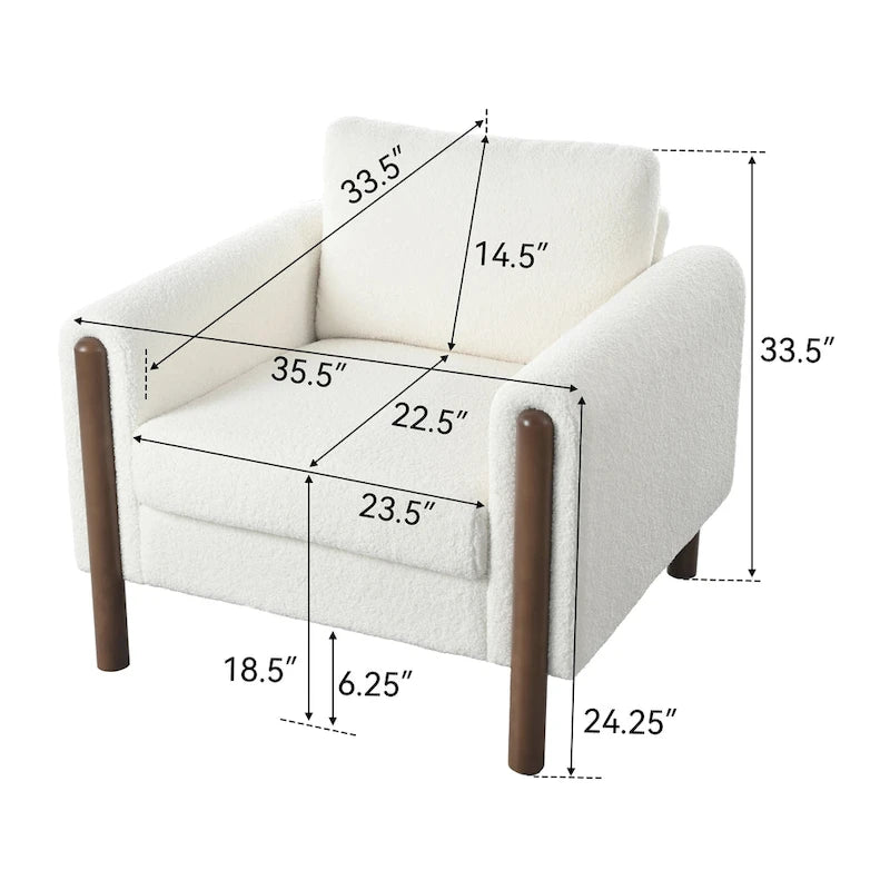 Maloa Upholstered Oversized Teddy Accent Chair with Walnut Legs by