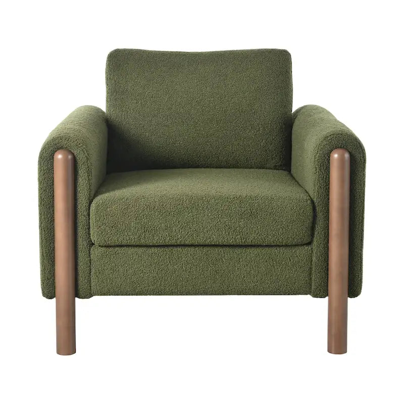Maloa Upholstered Oversized Teddy Accent Chair with Walnut Legs by