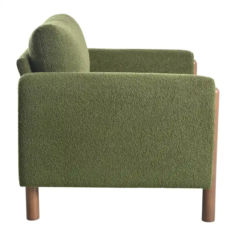 Maloa Upholstered Oversized Teddy Accent Chair with Walnut Legs by