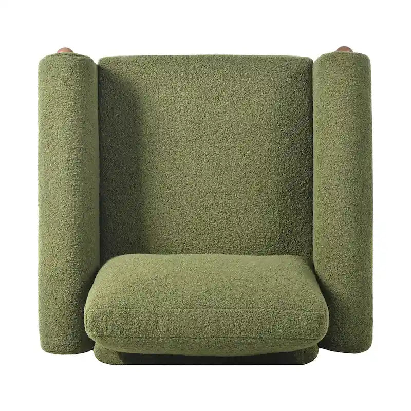 Maloa Upholstered Oversized Teddy Accent Chair with Walnut Legs by