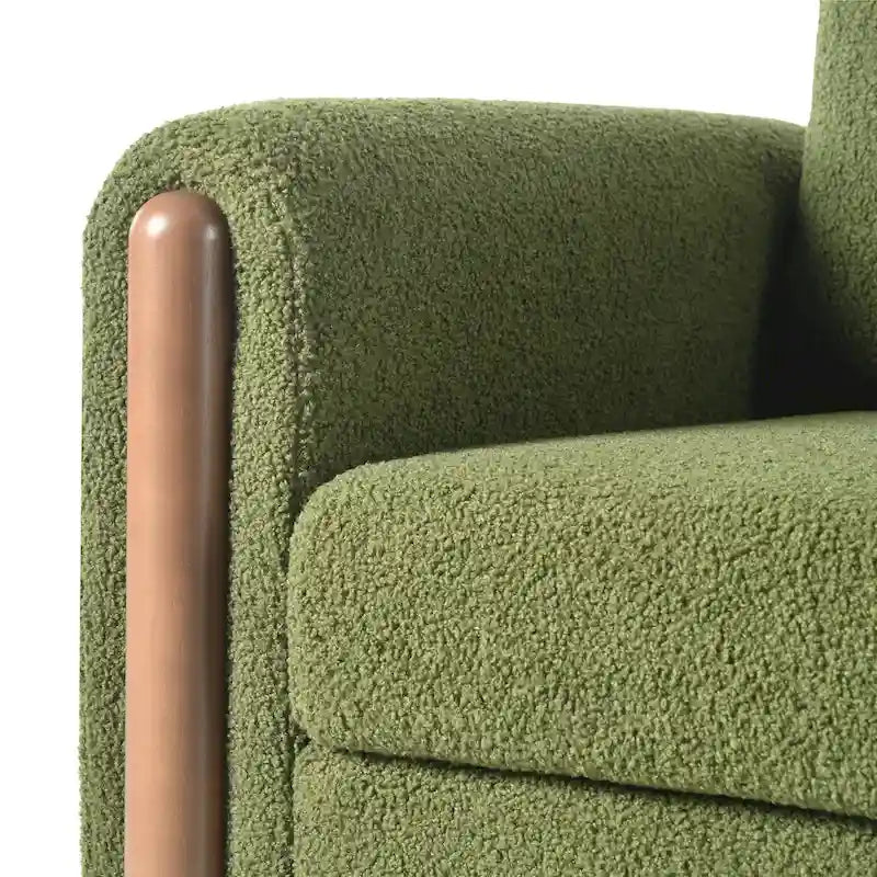 Maloa Upholstered Oversized Teddy Accent Chair with Walnut Legs by