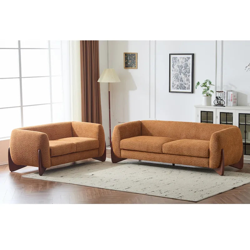 Arion Upholstered Boucle 2-Piece Living Room Sofa Set by