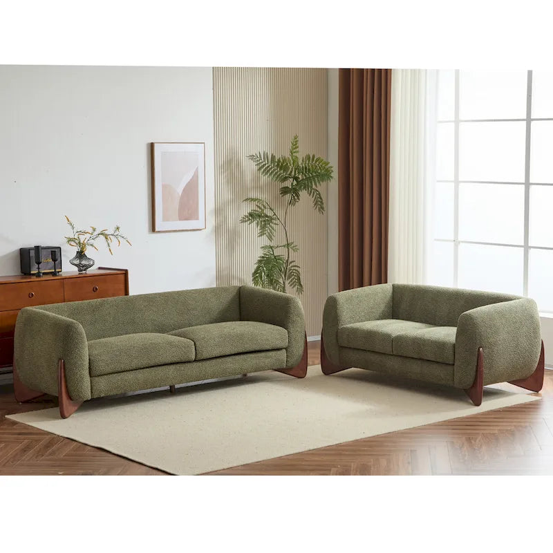 Arion Upholstered Boucle 2-Piece Living Room Sofa Set by