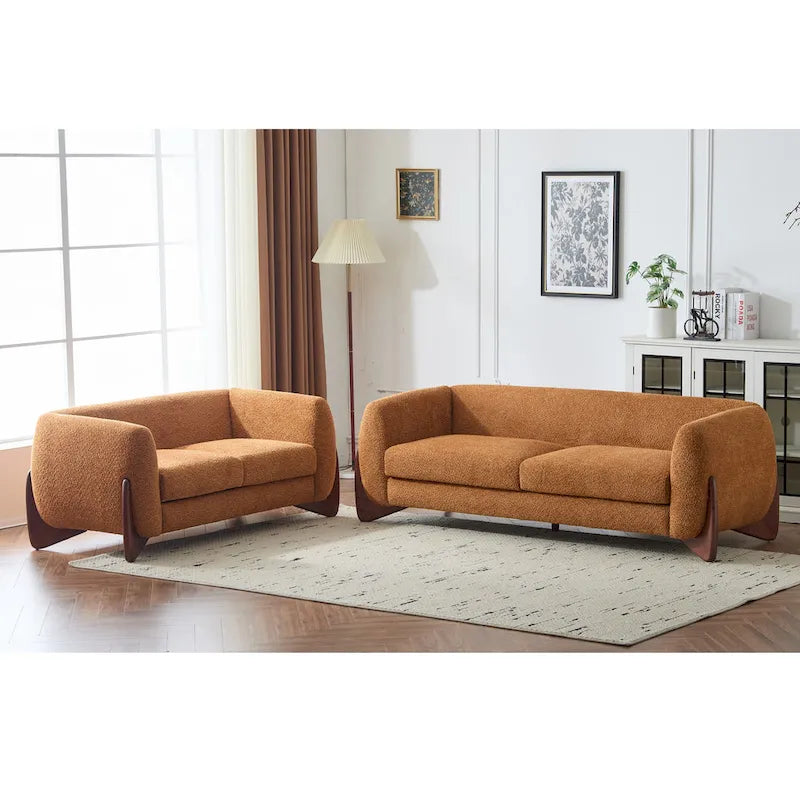 Arion Upholstered Boucle 2-Piece Living Room Sofa Set by
