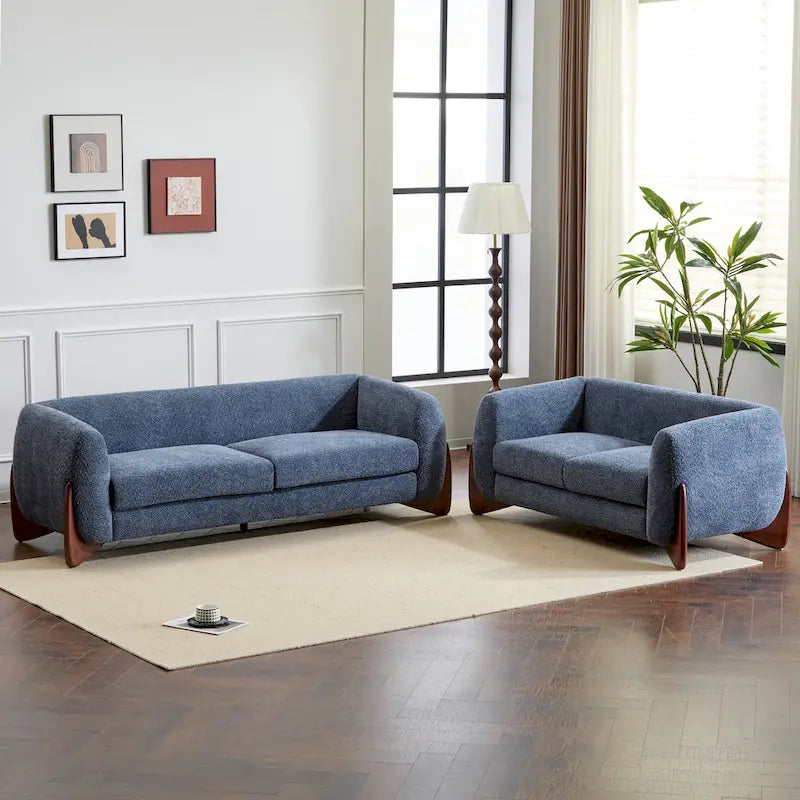 Arion Upholstered Boucle 2-Piece Living Room Sofa Set by