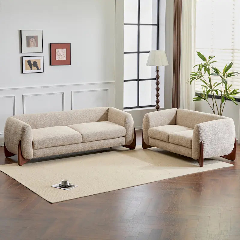 Arion Upholstered Boucle 2-Piece Living Room Sofa Set by