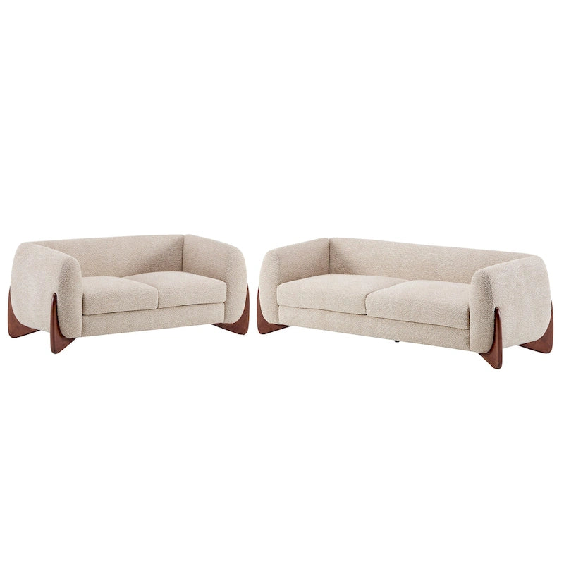 Arion Upholstered Boucle 2-Piece Living Room Sofa Set by