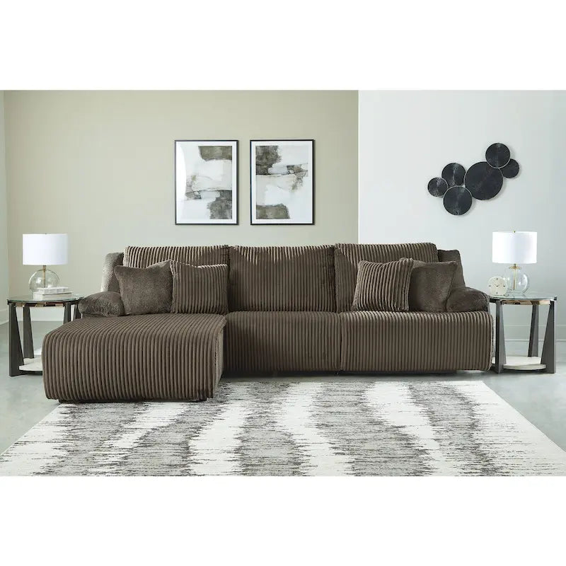 Top Tier 3-Piece Reclining Sectional with Chaise - 128W x 74D x 41H