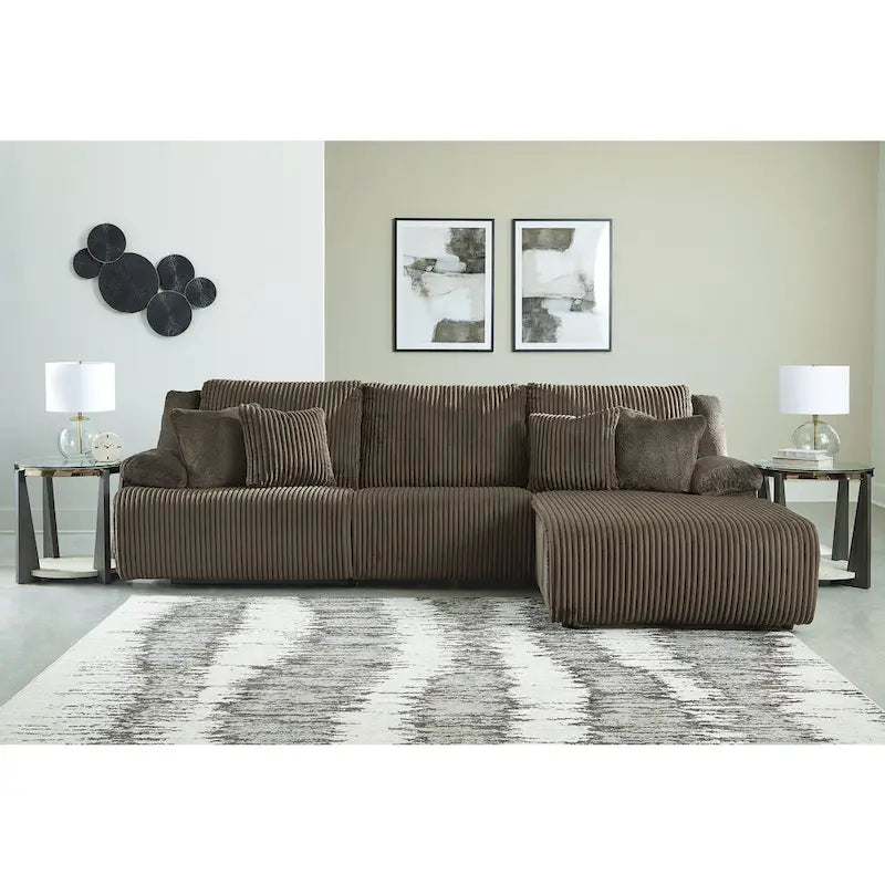  Top Tier 3-Piece Reclining Sectional with Chaise - 128W x 74D x 41H