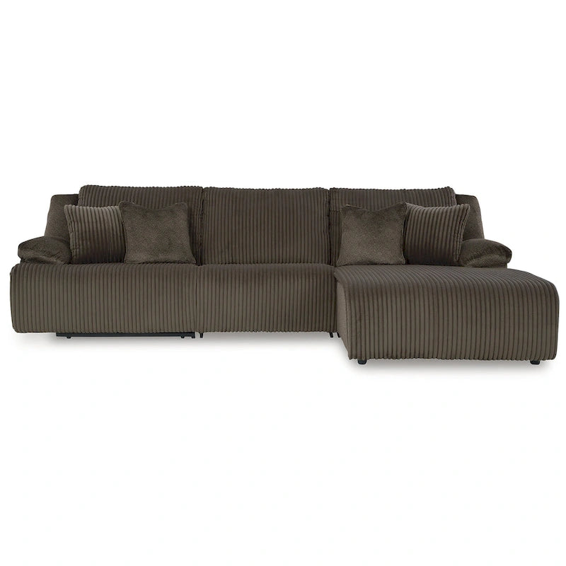 Top Tier 3-Piece Reclining Sectional with Chaise - 128W x 74D x 41H