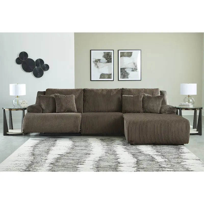 Top Tier 3-Piece Reclining Sectional with Chaise - 128W x 74D x 41H