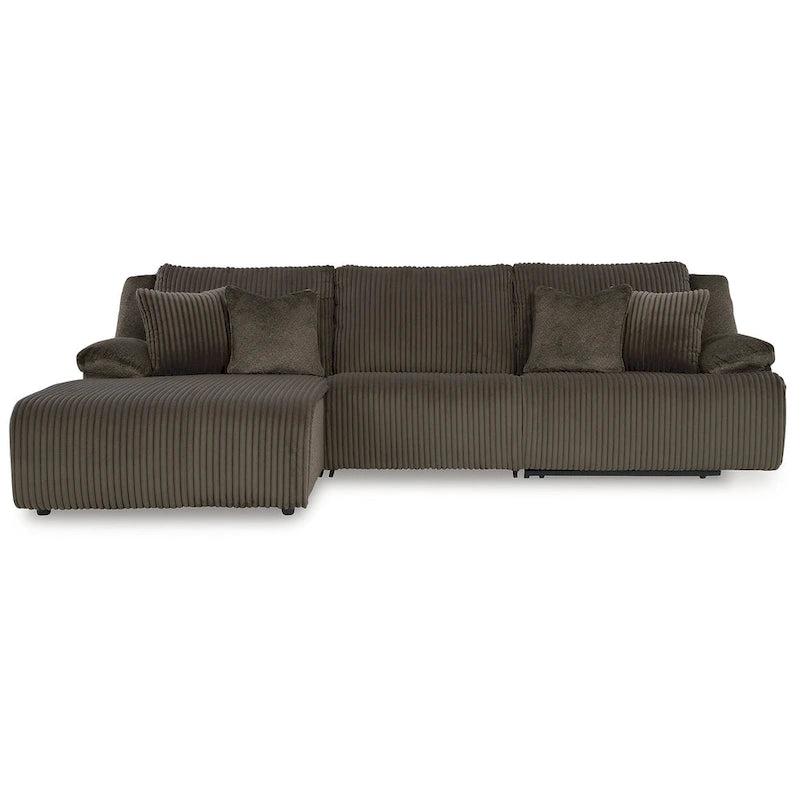 Top Tier 3-Piece Reclining Sectional with Chaise - 128W x 74D x 41H