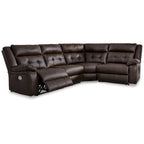 Punch Up Dark Brown 4-Piece Power Reclining Sectional - 107W x 75D x 41H