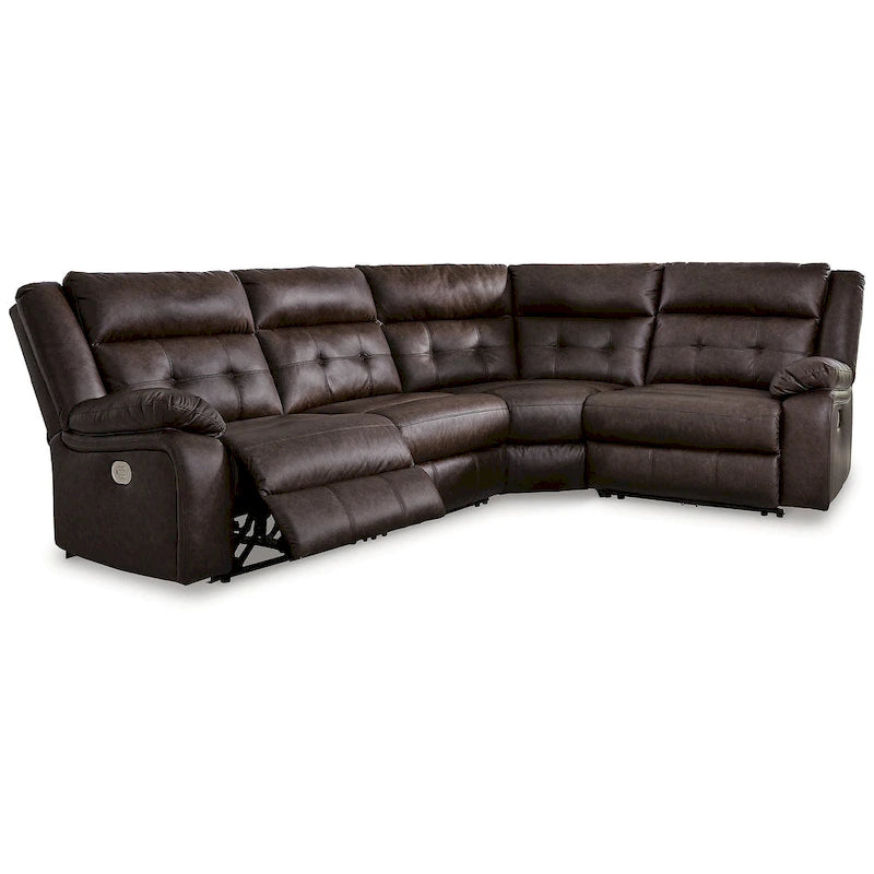  Punch Up Dark Brown 4-Piece Power Reclining Sectional - 107W x 75D x 41H