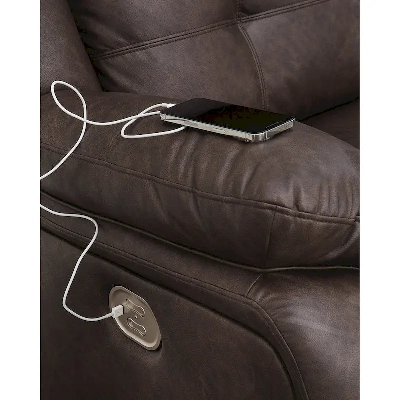 Punch Up Dark Brown 4-Piece Power Reclining Sectional - 107W x 75D x 41H