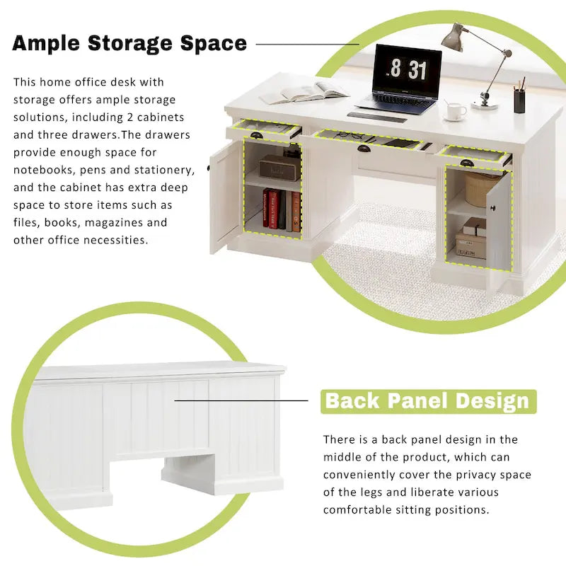 Mid Century Writing Office Desk with Hutch and Open Shelves for Small Home Office or Bedroom Workspaces