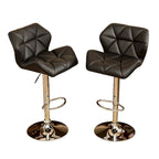 Modern Set of 2 Swivel Bar Stools with Tufted Upholstered Seat, Chrome Metal Base, Height Adjustable for Kitchen Island
