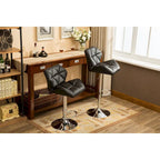 Modern Set of 2 Swivel Bar Stools with Tufted Upholstered Seat, Chrome Metal Base, Height Adjustable for Kitchen Island