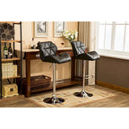 Modern Set of 2 Swivel Bar Stools with Tufted Upholstered Seat, Chrome Metal Base, Height Adjustable for Kitchen Island