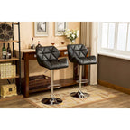 Modern Set of 2 Swivel Bar Stools with Tufted Upholstered Seat, Chrome Metal Base, Height Adjustable for Kitchen Island