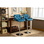 Modern Set of 2 Swivel Bar Stools with Tufted Upholstered Seat, Chrome Metal Base, Height Adjustable for Kitchen Island
