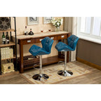 Modern Set of 2 Swivel Bar Stools with Tufted Upholstered Seat, Chrome Metal Base, Height Adjustable for Kitchen Island