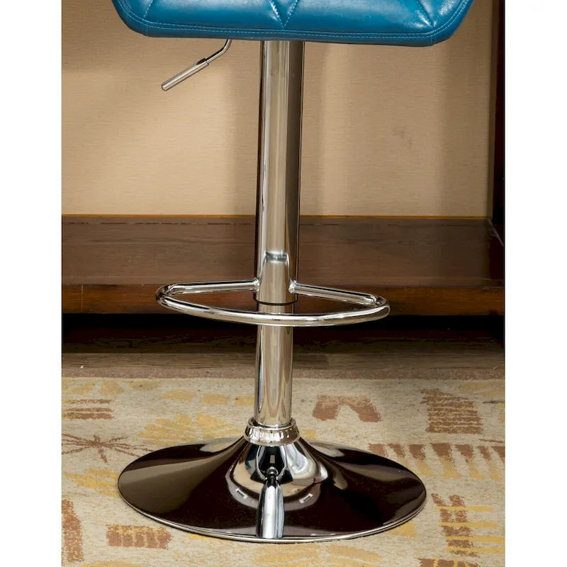 Modern Set of 2 Swivel Bar Stools with Tufted Upholstered Seat, Chrome Metal Base, Height Adjustable for Kitchen Island