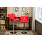 Modern Set of 2 Swivel Bar Stools with Tufted Upholstered Seat, Chrome Metal Base, Height Adjustable for Kitchen Island