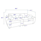 84.4 Corduroy 3-Seater Sofa with Solid Wood Frame, Comfortable Cushions