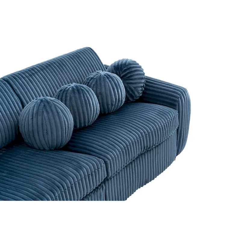 84.4 Corduroy 3-Seater Sofa with Solid Wood Frame, Comfortable Cushions