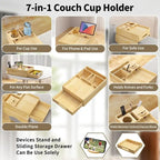 Couch Cup Holder Tray - 13.9L x 9.8W x 3H