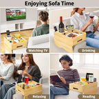 Couch Cup Holder Tray - 13.9L x 9.8W x 3H