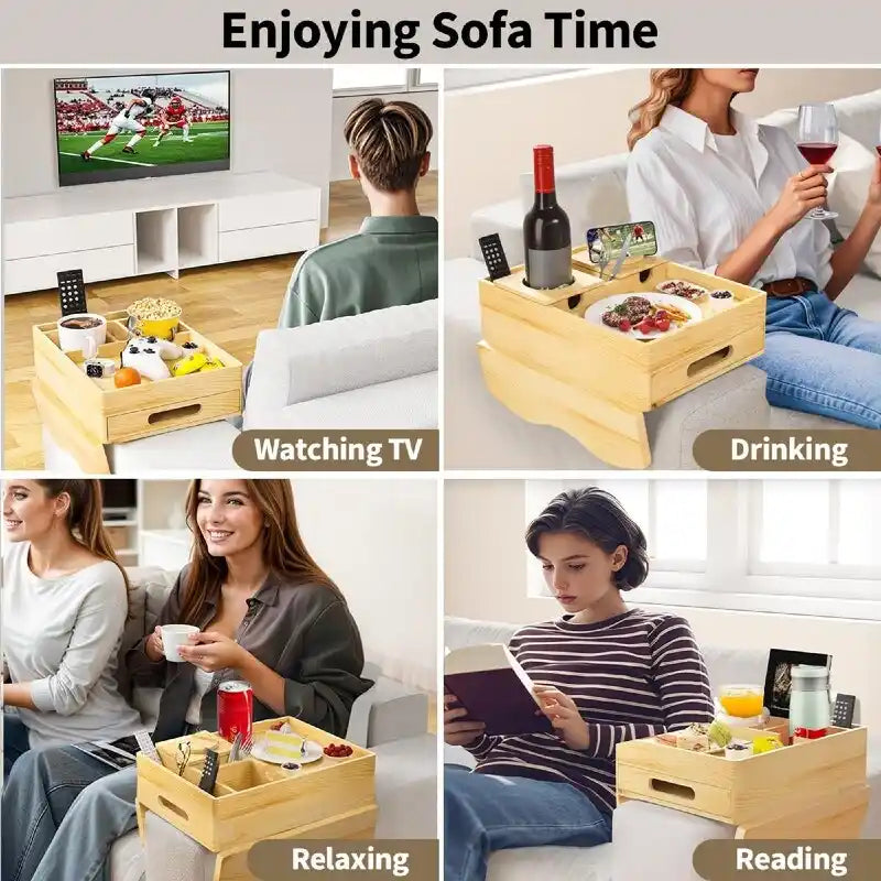 Couch Cup Holder Tray - 13.9L x 9.8W x 3H