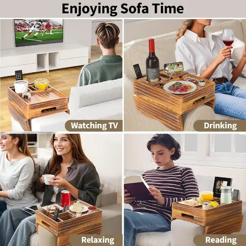 Couch Cup Holder Tray - 13.9L x 9.8W x 3H