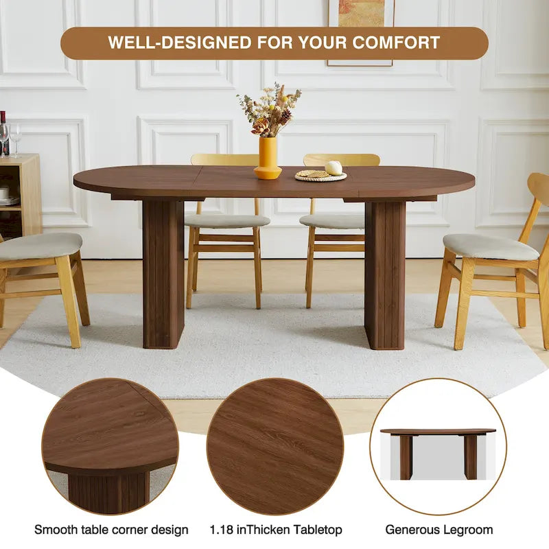 Oval Wood 70.86 in. Dining Table Seats 4-6